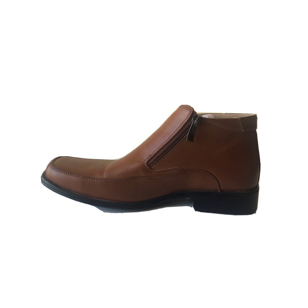 Mens Leather Double Zipper Ankle Boots Size 10.5 Brown Majestic Collection 76133